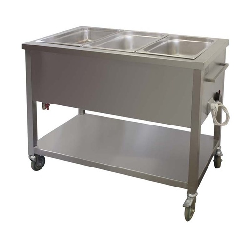 Universal  bain marie without backsplash with shelf with wheels